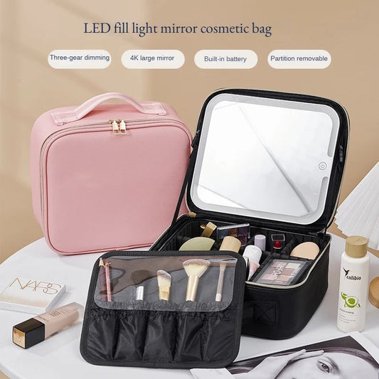 Waterproof Makeup Bag with LED Mirror (LARGE)